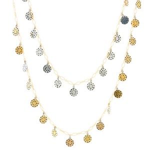 Kathy Kamei Sterling Silver 18k Gold Vermeil Dotted Multi Disc Necklace